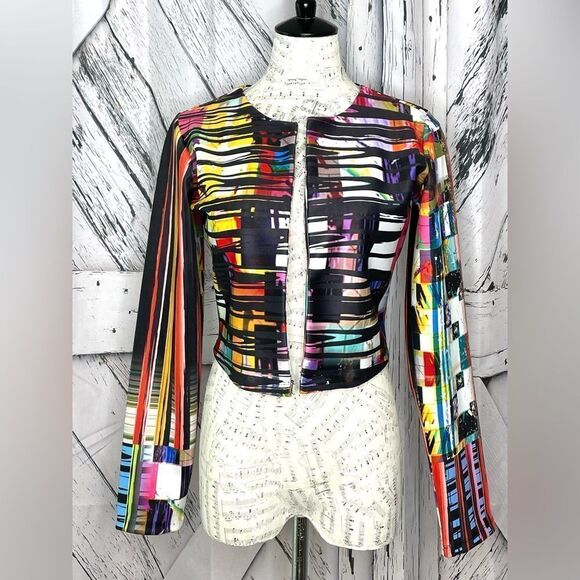 Reine Francaise Cropped Jacket Geometric 4 - Picture 1 of 4